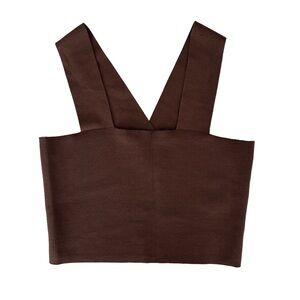 House of Harlow 1960 Brown Wide Strap Compression Knit Crop Tank Top NWT (XL)